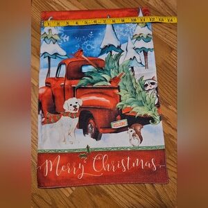 NEW Flag Wall Decor Christmas Reversible with Red Truck & Dog Garden 12"x18"